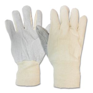 Gloves Split Leather Fitter Palm Canvas Knitwrist Large 12pr/bg