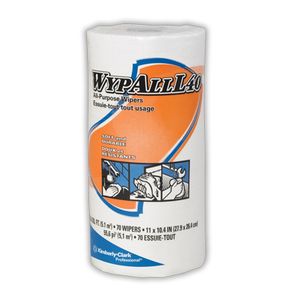 Wipers Wypall L40 White 11x10.4" 24x70/cs 05027