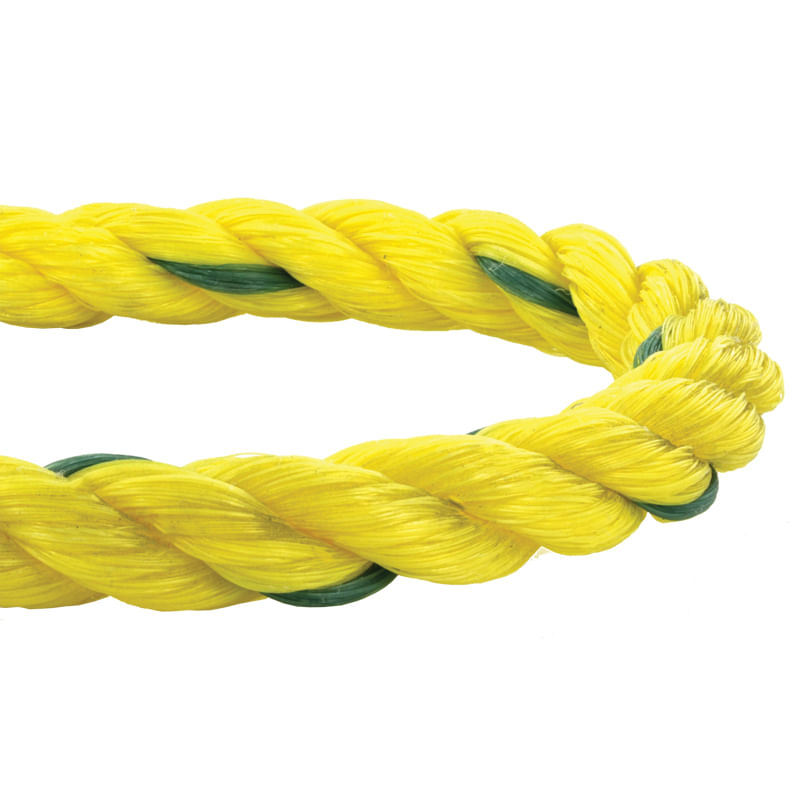 Rope Polypropylene 3 strand Industrial 1/4 x 1300 Yell/Gr Tensile strength  1695 lb - Whitebird