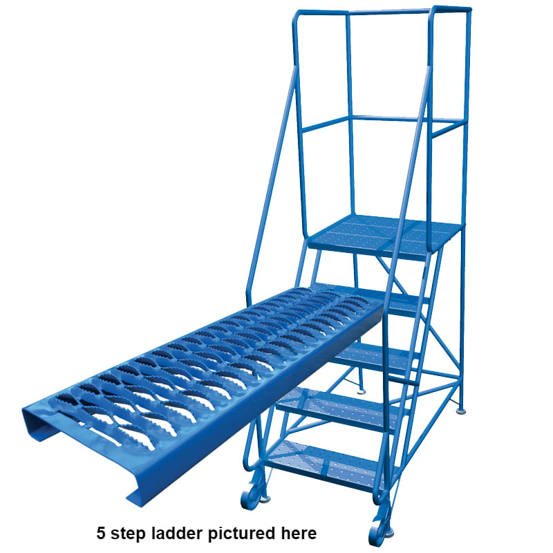 Mobile Rolling Ladders 7 Step Diamond Grating Whitebird