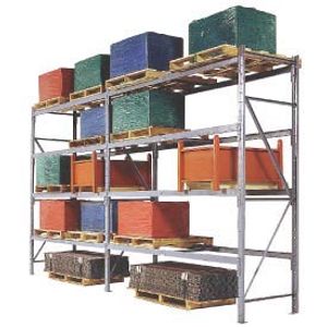 Pallet Rack Bolted Upright Frame 48" x 144" Dark Blue Assembled
