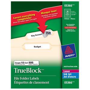 Labels Avery Laser Sheet 3-7/16x2/3" Permanent 600/bx