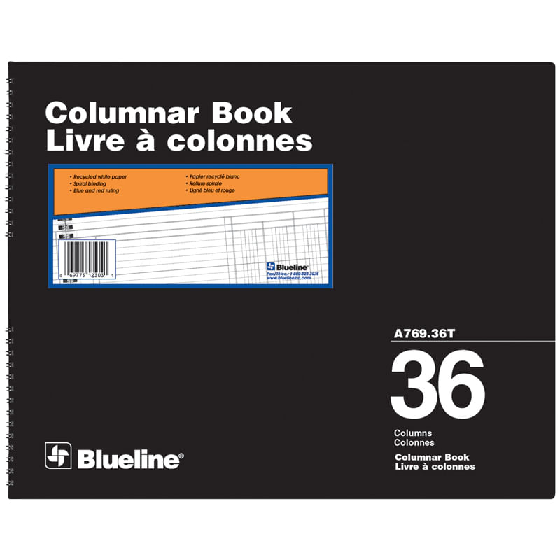 Columnar Book Wire 80Page White 12 x 15" 36 Column Whitebird