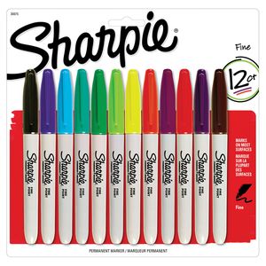Marker Sharpie Fine Assorted Colours 12/pk