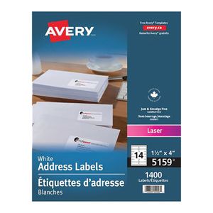 Labels Avery Laser Sheet 4x1-1/2" Permanent 1400/bx