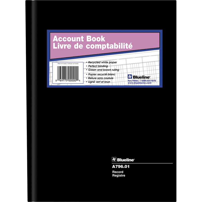 Account Book Hard White 10-1/4 x 7-11/16
