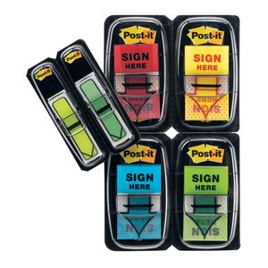 Flags Post-It "Sign Here" w/Arrow assorted Colours 4x50/pk