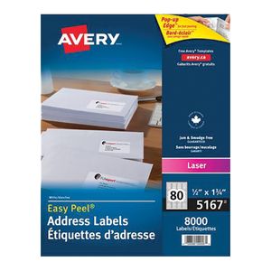 Labels Avery Laser Sheet 1-3/4x1/2" Permanent 8000/bx