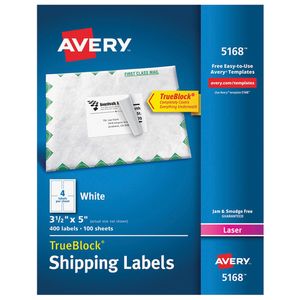 Labels Avery Laser Sheet 5x3-1/2" Permanent 400/bx