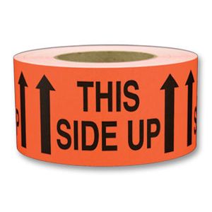 Labels This Side Up (w/Arrow) 3x5" 500/rl Orange