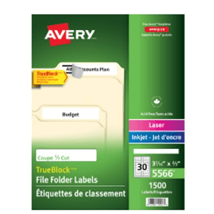 Labels Avery Laser Sheet 3-7/16x2/3" 1500/bx