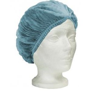 Hairnet Polypropylene Pleated Bouffant Cap Blue 24" 100/bg