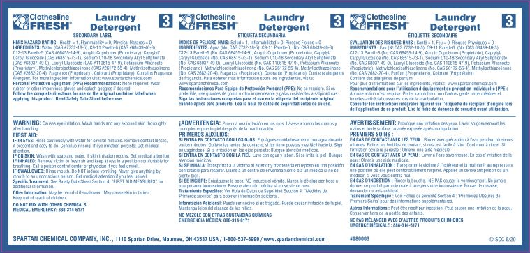 Spartan Clothesline Fresh 3 Laundry Detergent Label Whitebird