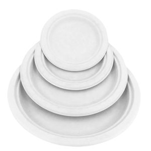 Plates White Compostable Paper  9" 10x50/cs