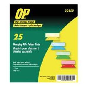 Tabs Hanging Folder 2" Assorted Colours 25/pk
