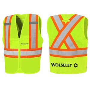 Safety Vest w/logo & Zipper Yellow, 4" reflective tape, XX-Small/X-Small w/Logo