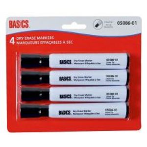 Marker Dry Erase Chisel Black Basics 4/pk