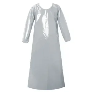 Gown Polyurethane w/Elastic Sleeve 5.5mil White 6/bg