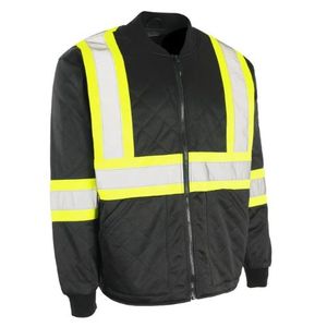 Hi Vis Safety Freezer Jacket Black/Lime Green Large