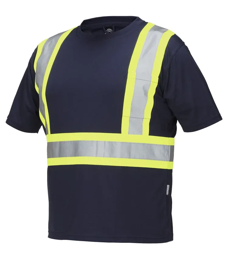 Hi-Vis S/S Tee w/Chest Pocket Navy 2X-Large - Whitebird