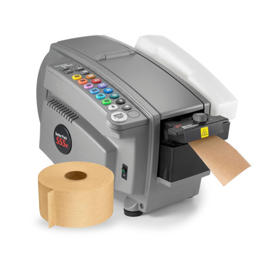 Image of water-activated tape sealing a corrugated shipping box.